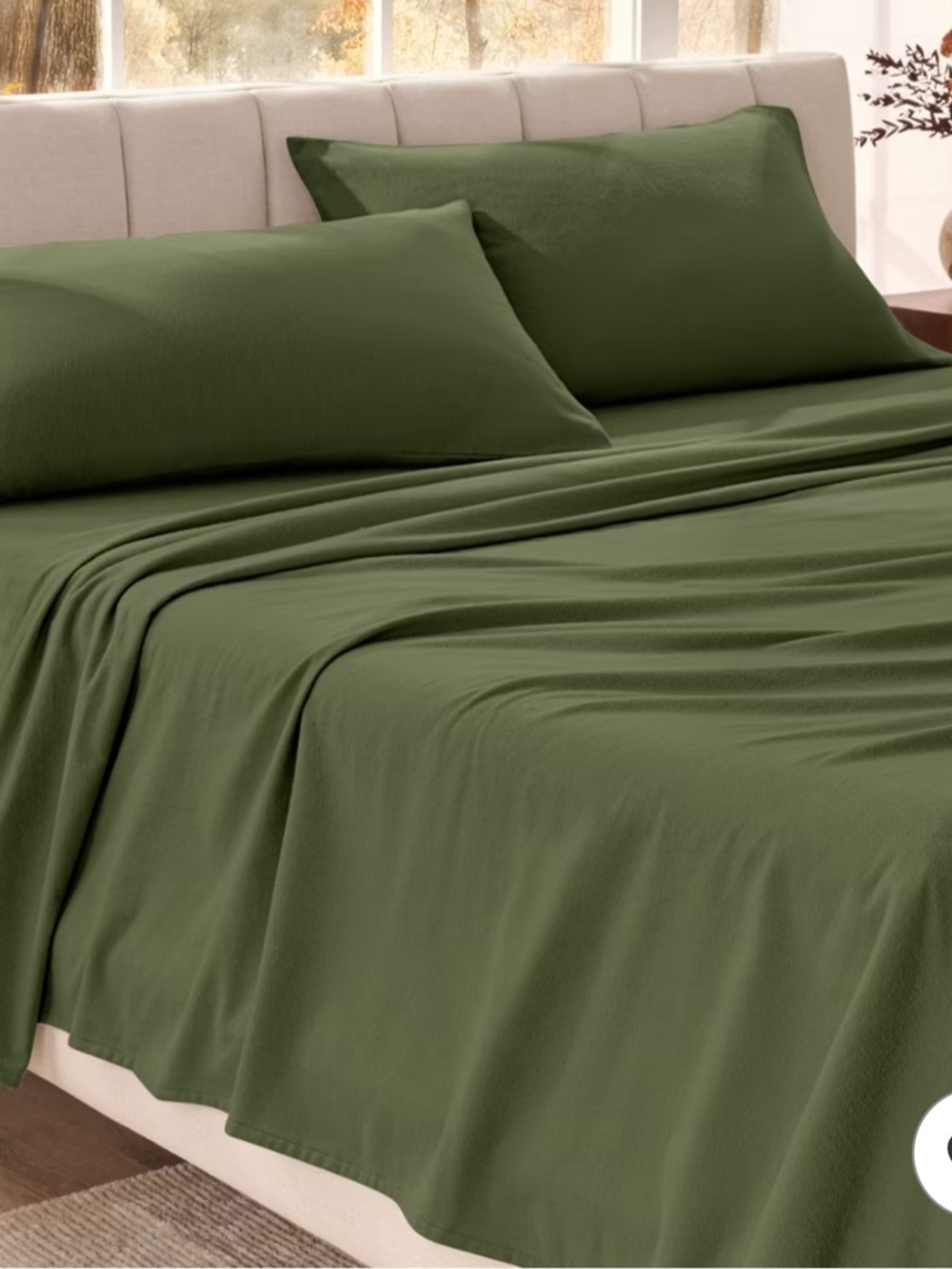New Soft & Cozy Organic Flannel Sheet Set by Bare Home Split King, Cypress Green